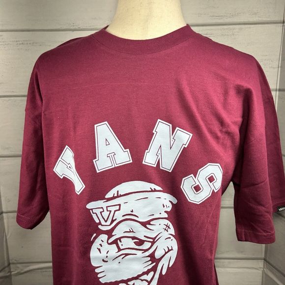 Van's Men's T-Shirt Tee Shirt Short Sleeve Varsity Captain Maroon Size Medium - Picture 2 of 8